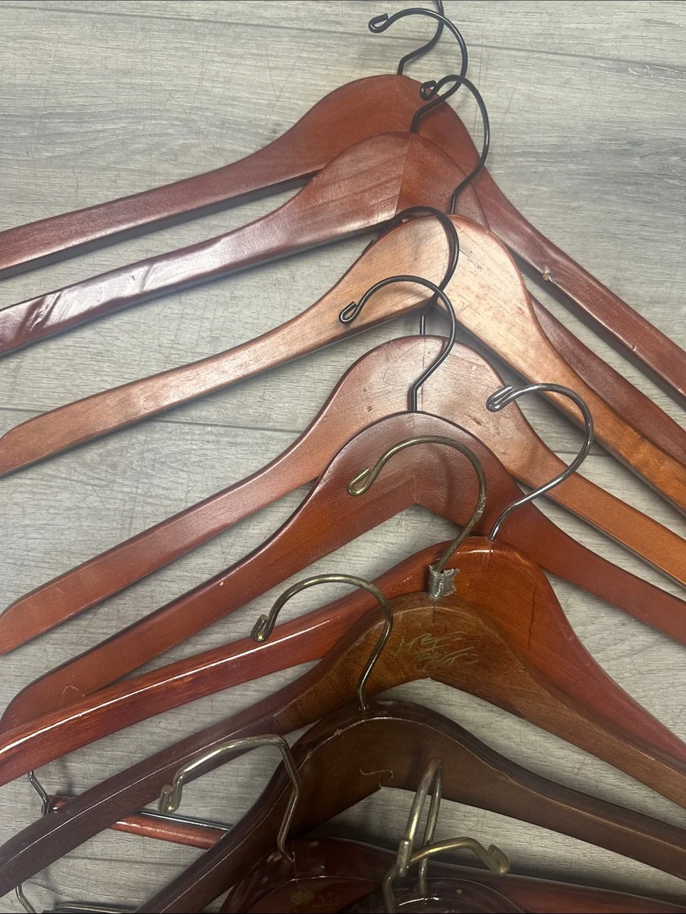 Set of 11 Wooden Suit Hangers - Cherry Finish